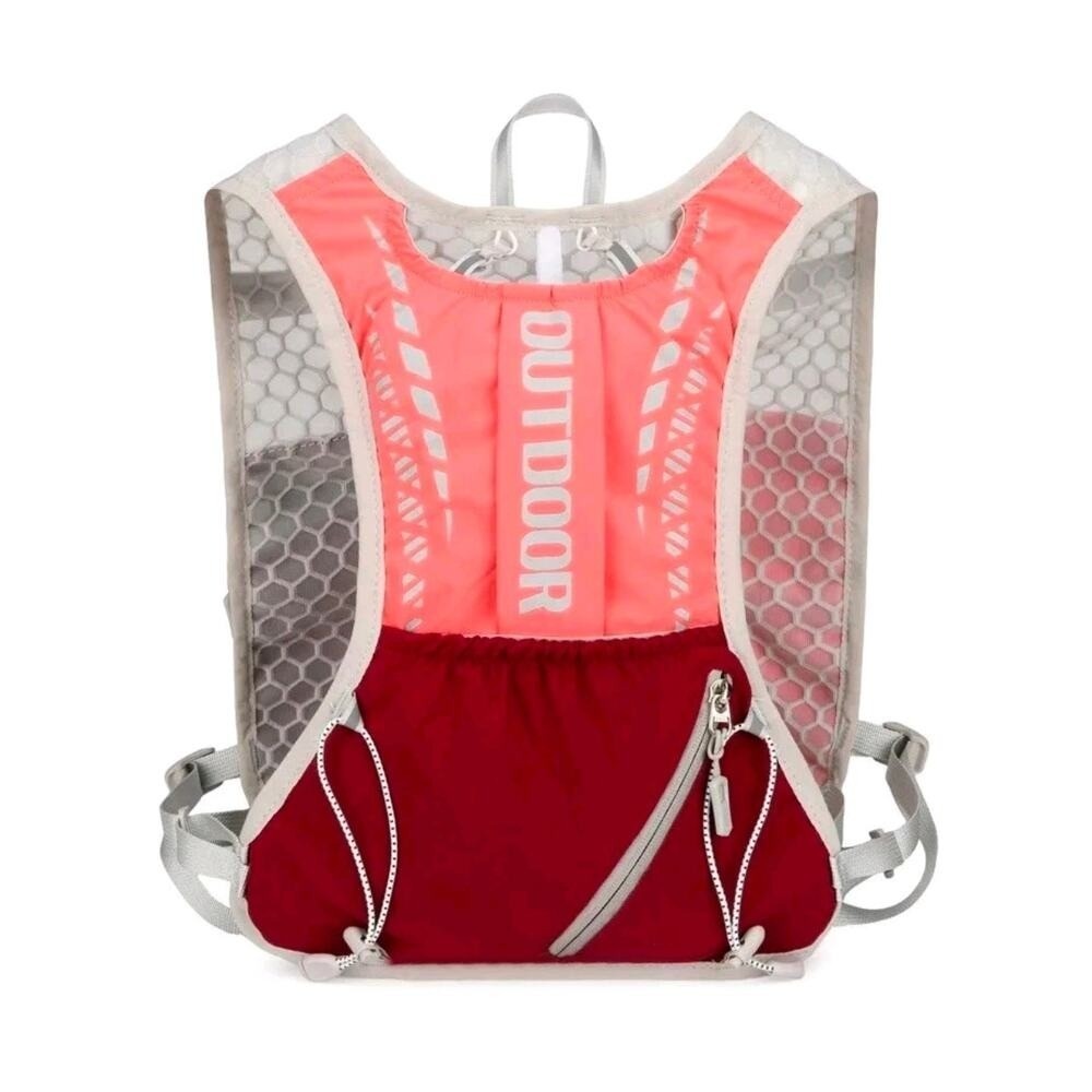 Reflective Running Hydration Vest Cycling Backpack Outdoor Sports (PINK)